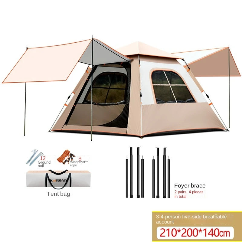 Outdoor Camping Rest Tent Large Space Seven Sided Ventilation Silver-Coated Oxford Cloth Rain Proof Sun Proof Sunshade Shed