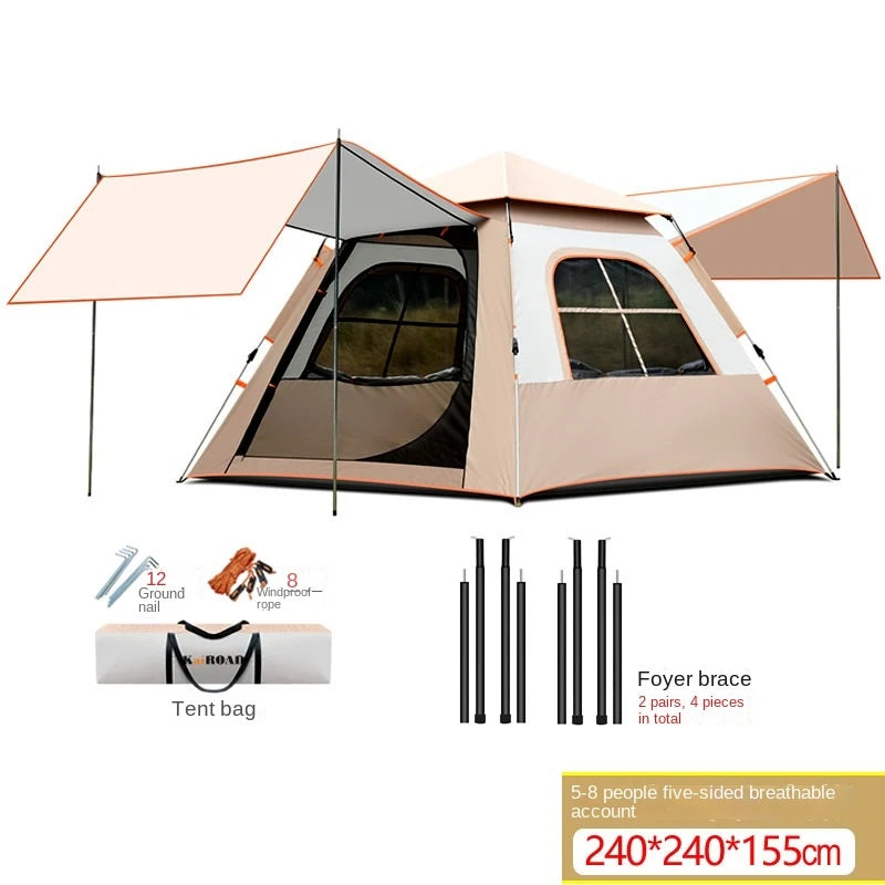 Outdoor Camping Rest Tent Large Space Seven Sided Ventilation Silver-Coated Oxford Cloth Rain Proof Sun Proof Sunshade Shed