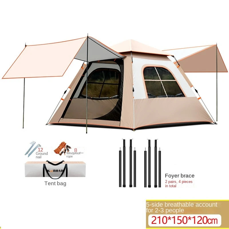 Outdoor Camping Rest Tent Large Space Seven Sided Ventilation Silver-Coated Oxford Cloth Rain Proof Sun Proof Sunshade Shed