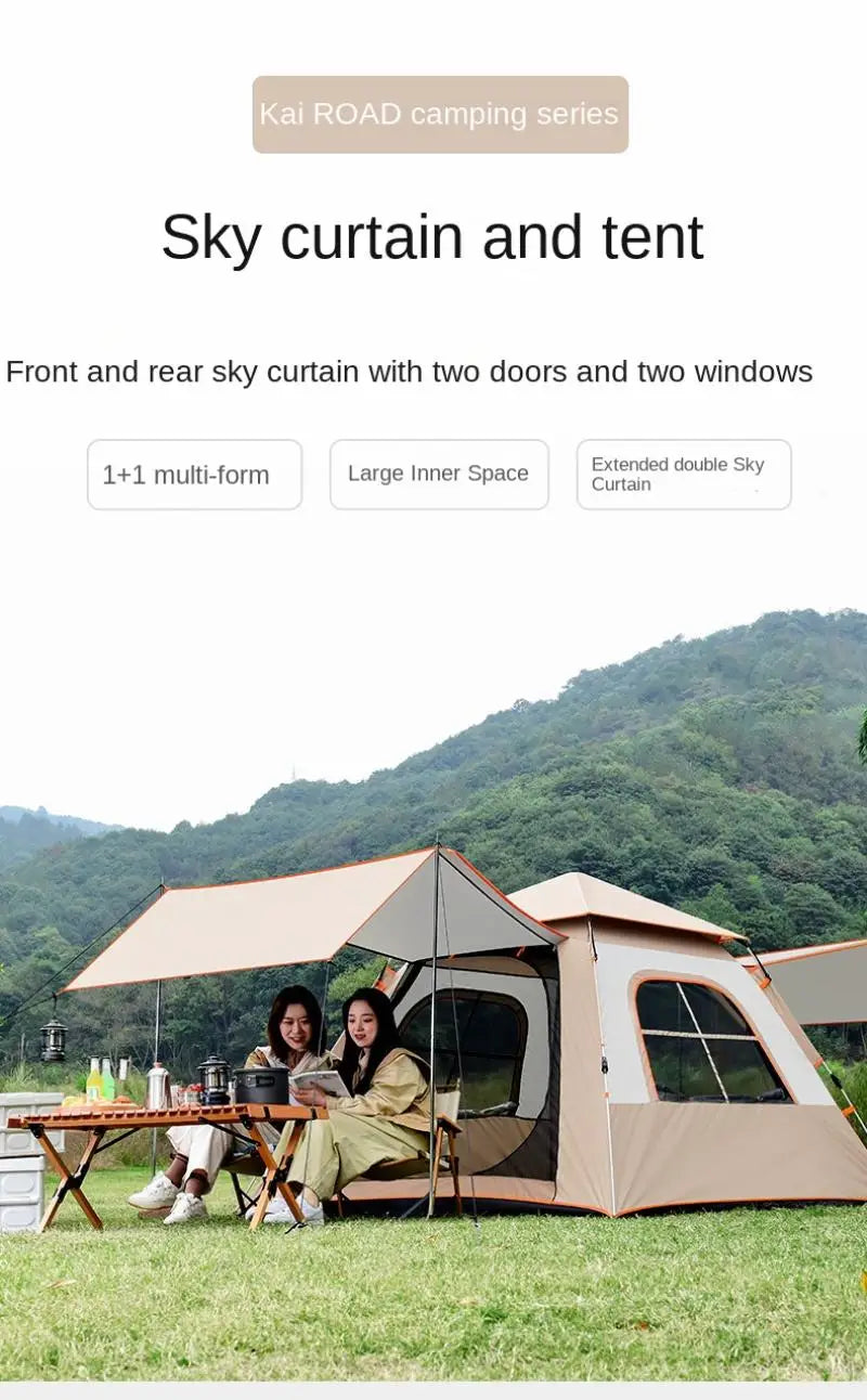 Outdoor Camping Rest Tent Large Space Seven Sided Ventilation Silver-Coated Oxford Cloth Rain Proof Sun Proof Sunshade Shed