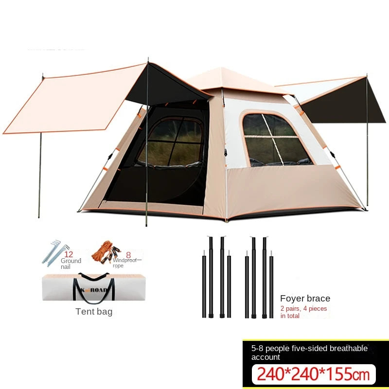 Outdoor Camping Rest Tent Large Space Seven Sided Ventilation Silver-Coated Oxford Cloth Rain Proof Sun Proof Sunshade Shed