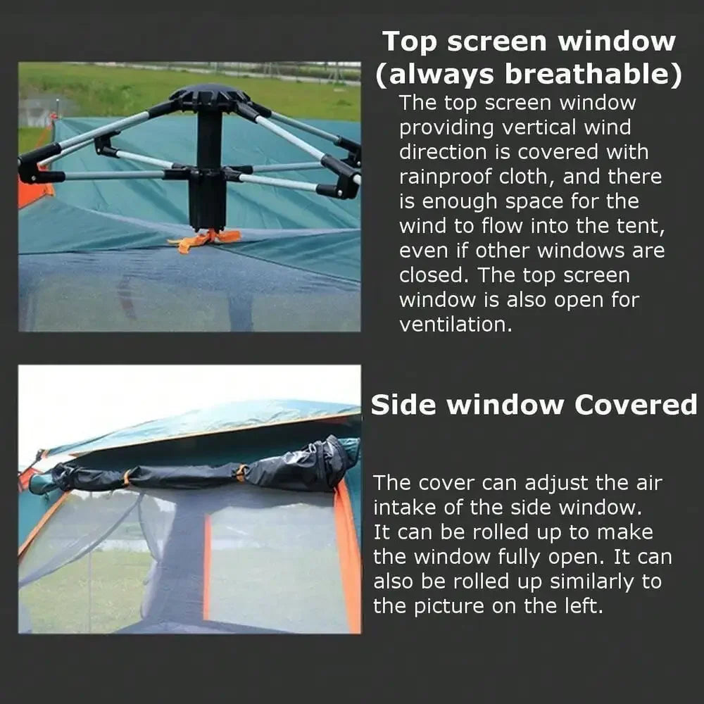 3-4 Person Automatic Camping Tent Hiking Instant Canopy Pop Up Tents Waterproof